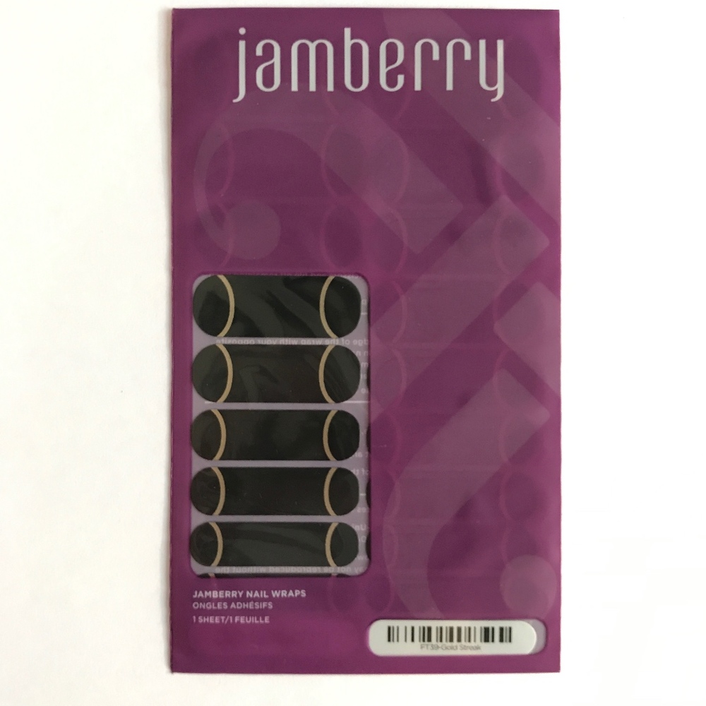 Jamberry Nail Wraps Full Sheet "Gold Streak" Black